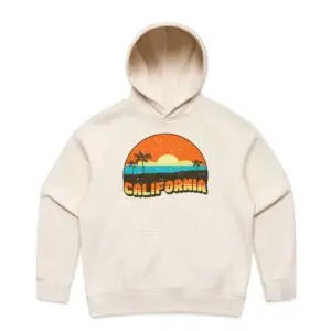 California Sunset Women's Hoodie | SoCal Apparel | Vintage Retro Pullover Sweatshirt